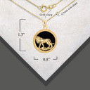 Yellow Gold Black Onyx Lion King Of The Jungle Diamond Cut Pendant Necklace with Measurements