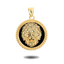 Gold Black Onyx Lion Head King Of The Jungle Pendant Necklace (Available in Yellow/White Gold)