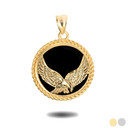 Gold Black Onyx Soaring Freedom Eagle Pendant