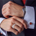 Silver Trinity Knot His and Hers Ring on Male Model