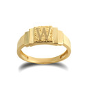 Gold Textured Initial Letter W Ring