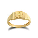 Gold Textured Initial Letter H Ring
