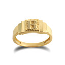 Gold Textured Initial Letter B Ring