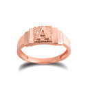 Rose Gold Textured Initial Letter A Ring