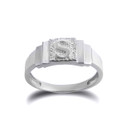 Silver Textured Initial Letter S Ring