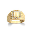 Yellow Gold Cubic Zirconia Letter "U" Initial Signet Ring