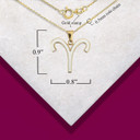 Gold Zodiac Sign Enamel Pendant Necklace with measurements
