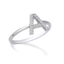 .925 Sterling Silver Personalized CZ A Initial Letter Ring