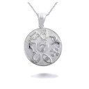 White Gold Lucky Charm Medallion Pendant Necklace