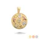 Tri Tone Gold Lucky Charm Medallion Pendant