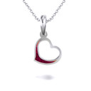 Silver Small Curved Heart Enamel Pendant Necklace