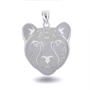 White Gold Leopard Symbol of Courage Pendant