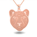 Rose Gold Leopard Symbol of Courage Pendant Necklace