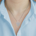 .925 Sterling Silver Tiger Pendant Necklace on Female Model