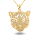 Yellow Gold Cheetah Symbol of Speed Pendant Necklace