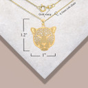 Yellow Gold Cheetah Symbol of Speed Pendant Necklace with Measurements