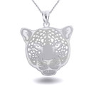 White Gold Cheetah Symbol of Speed Pendant Necklace