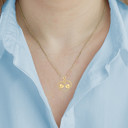 Yellow Gold Engravable Letter "A-Z" Initial Heart Pendant Necklace on female model