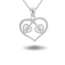 Silver Engravable Heart Initials Love Pendant Necklace