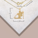 Yellow Gold Engravable Snow Skier Sports Pendant Necklace with measurements