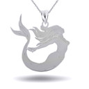 Silver Engravable Sea Mermaid Ocean Pendant Necklace