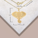 Yellow Gold Elephant Symbol of Luck Pendant Necklace with Measurements