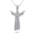 White Gold Jesus Christ the Redeemer Rio de Janeiro Brazil Pendant Necklace