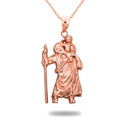 Rose Gold Saint Christopher Patron Saint of Travelers Pendant Necklace