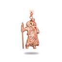 Rose Gold Saint Christopher Patron Saint of Travelers Pendant