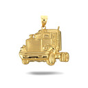 Gold Big Rig Semi Truck Driver Pendant