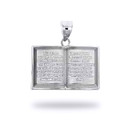 Silver English Open Bible Pendant