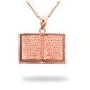 Rose Gold Spanish Open Bible Pendant Necklace
