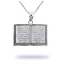 Silver Spanish Open Bible Pendant Necklace