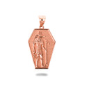 Rose Gold Ancient Egyptian Anubis Coffin Ankh Textured Pendant