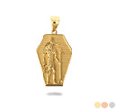 Gold Ancient Egyptian Anubis Coffin Ankh Textured Pendant