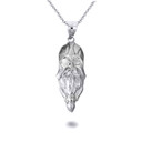 White Gold Viking Odin Head Norse Pendant Necklace