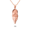 Rose Gold Viking Odin Head Norse Pendant Necklace