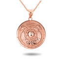 Rose Gold Viking Horseshoe Shield Norse Pendant Necklace