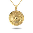 Gold Viking Horseshoe Shield Norse Pendant Necklace
