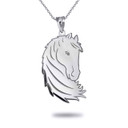 White Gold Personalized Unicorn Horse Engravable Pendant Necklace