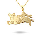 Yellow Gold Personalized Cowboy Bull Rider Rodeo Engravable Necklace