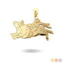 Yellow Gold Personalized Cowboy Bull Rider Rodeo Engravable Pendant