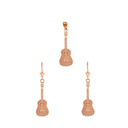 14K Gold Musical Rock Band Acoustic Guitar Pendant Earrings Set (Available in Yellow/Rose/White Gold)