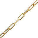 Gold Textured Paperclip Chain Link Bracelet