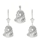 14k Gold Jesus Christ Head Pendant And Earrings Set(Available in Yellow/Rose/White Gold)