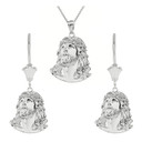 14k Gold Jesus Christ Head Pendant And Earrings Set(Available in Yellow/Rose/White Gold)