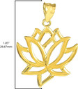 14K Yellow Gold Openwork Yoga Lotus Flower Charm Pendant