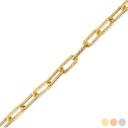 Gold Textured Paperclip Chain Link Necklace (0.37", 0.15") (Available in Yellow/Rose/White Gold)