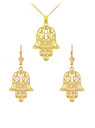 14K Gold Hamesh Hand Pendant And Earrings Set (Available in Yellow/Rose/White Gold)