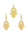 14K Gold Hamesh Hand Pendant And Earrings Set (Available in Yellow/Rose/White Gold)